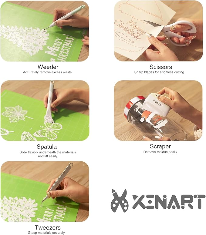 Xinart Vinyl Weeding Tools Set for Cricut Vinyl Weeder/Scraper/Spatula/Tweezers/Scissors Basic Weed Removal Tool Kit
