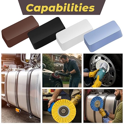 Amylove 8 Inch Airway Buffing Wheels Aluminum Wheel Polishing Kit in Diameter 5/8 Inch Arbor Hole, Polishing Compound and Metal Polish Kit for Angle Grinder(Mixed Color,9 Pcs)