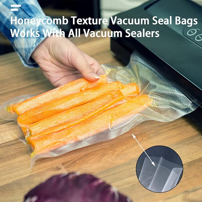 Vacuum Sealer Bags, Food Vacuum Sealer Bag, 100Pcs 3.5" x 5.1" Smell Proof Bags, Heavy Duty, Puncture Prevention, Boilsafe, Freezable, BPA Free, Commercial Grade, Fit Airtight Food Storage Sous Vide