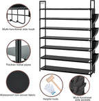 OYREL Large Capacity 7 Tier Shoe Rack, Black, 33.3in Wide x 11.2in Deep x 48.7in Tall, Holds 28-35 Pairs of Shoes, Ultra-Minimalist Style, Waterproof and Durable