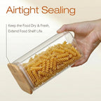 HomArtist Square Glass Jars with Bamboo Lids 30 FL OZ [Set of 6], Glass Canisters with Airtight Lid, Glass Food Storage Container for Pasta, Flour, Sugar, Rice, Best for Kitchen & Pantry