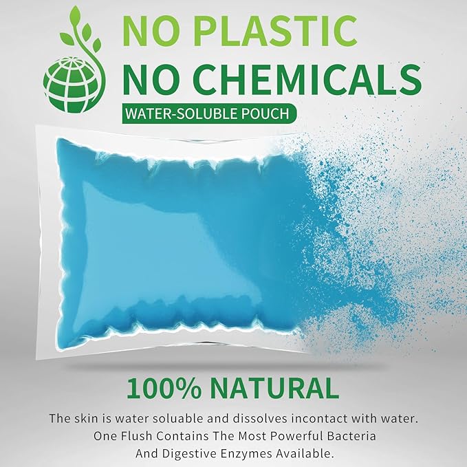 RV Toilet Treatment Drop Ins, Extra Strength Septic Tank Treatment & Cleaner, Waste Breakdown/Odor Control, RV Black Tank Treatment for RVs, Boats & Portable Toilets (20 Pack)