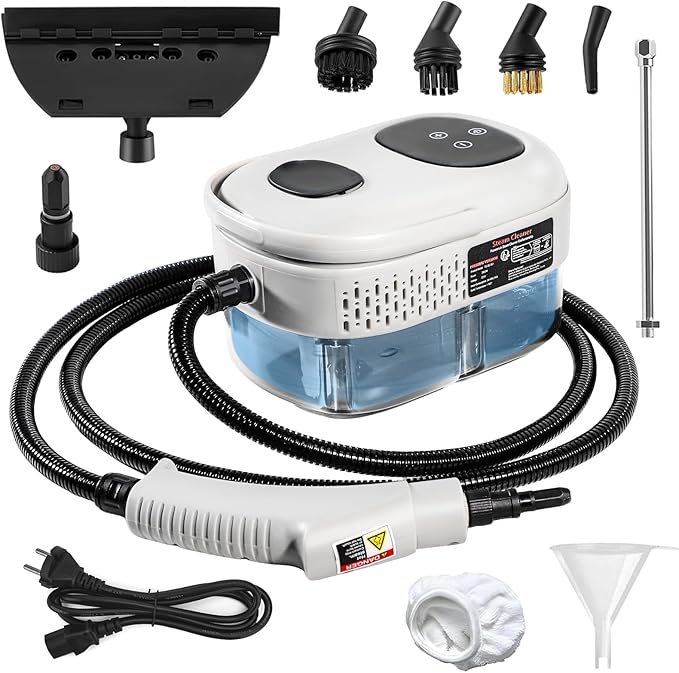 Handheld Steam Cleaner, 1000ml Water Tank, 15S Heat-up Time, Multipurpose Steamer for Home Use, Pressurized Steamer for Cleaning Floor, Upholstery, Grout and Car White