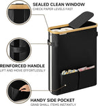 StorageWorks Toilet Paper Storage Baskets with Dual Flip Lids, Toilet Paper Organizer for Bathroom, Toilet Paper Container with Side Pocket, Holds 15 Mega or 20 Regular Rolls, Large, Black