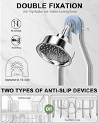 Shower Caddy Hanging - Never Rust Shower Hanging Organizer - Aluminum Over the ShowerHead Caddy with Soap Basket and 6 Hooks for Razor/Sponge (Frosted Silver)