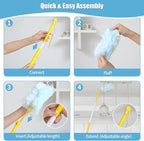 40 Count 360° Heavy Duty Duster Refills Compatible with Swiffer,Large Size-Extra Thick Disposable Electrostatic Duster Refill with 1 Retractable Handle(35-inch Length Fully expanded)