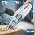 FUOAYOC Handheld Vacuum Cordless, 6KPA Strong Suction & 25 Mins Runtime, 1.6lbs Lightweight Hand Vacuum Cordless Rechargeable with HEPA Filter/LED Light/Multi-Accessories,for Home/Car/Office Cleaning