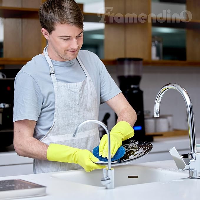 Framendino, 30 Pack Dish Scrub Brush Nylon Scouring Pads Assorted Colors Round Plastic Scrubbers Mesh Scourers Poly for Kitchen