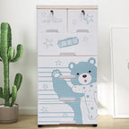 6 Drawer Plastic Storage Tower Cabinet, 5 Layers Polar Bear Closet with 5 Wheels, Closet Drawers Tall Dresser Organizer for Clothes Playroom Bedroom Furniture, Multi-Color