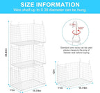 3-Pack Large Hanging Laundry Basket: Wire shelves for Laundry Room Organization with 360°Rotating Hooks Foldable Space Saving Over Washer and Dryer Shelves -Metal Laundry Basket Holder, White Patent