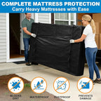 TICONN Mattress Bags for Moving, Heavy Duty Full Mattress Cover Storage Bag with Full-Around Handle and Adjustable Buckles (Black, Full)
