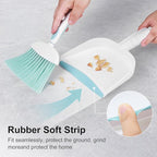 NACENA Small Dust Pan and Brush Set, Mini Broom and Dustpan Set Small Hand Broom and Brush Combo Dust Pan for Home Cleaning Drawers Desktop Sofas and Outdoor, Blue