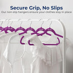 SereneLife 30 Pack Velvet Hangers – Non-Slip Clothes Hangers with Heavy Duty Design, Slim Space-Saving Coat Hangers with 360° Swivel Hook, Strong Lightweight Closet Organizer Set for Clothes (Purple)