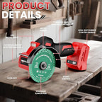 Cordless Cut Off Tool Compatible with Milwaukee 18V Battery, 18,000 RPM Brushless Motor, 4" Blades (2pcs) with Dust Cover, 1.2mm Max Blade Thickness for Wood/Metal/Plastic【BATTERIES NOT INCLUDED】