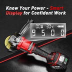 Cordless Angle Grinder, 4-1/2" Battery Grinder with 2 Batteries, LED Display,Burshless motor for Metal Cutting Grinding, Rust Removal