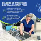 True Fresh Garbage Disposal Cleaner Powder Packets, Large 15g Drop-In Sink Packets, Deep Foaming Sink & Drain Cleaner for Grease & Residue, Disposal Cleaner and Deodorizer, Fresh Citrus Scent, 24 Pack