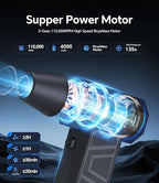 Compressed Air Duster, Electric Air Duster Rechargeable Blower Handheld Cordless Vacuum Strong Power Tool for Keyboard/BBQ/Camera Lens/PC Vents,Car Interiors & Home,Outdoor Dusting