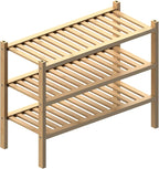 ROMGUAR CRAFT (Thick Bamboo Shoe Rack for Entryway, 3-Tier Free Standing Shoe Racks Stackable Shoe Rack Organizer for Hallway Closet Living Room 27 x12 x21 Inches