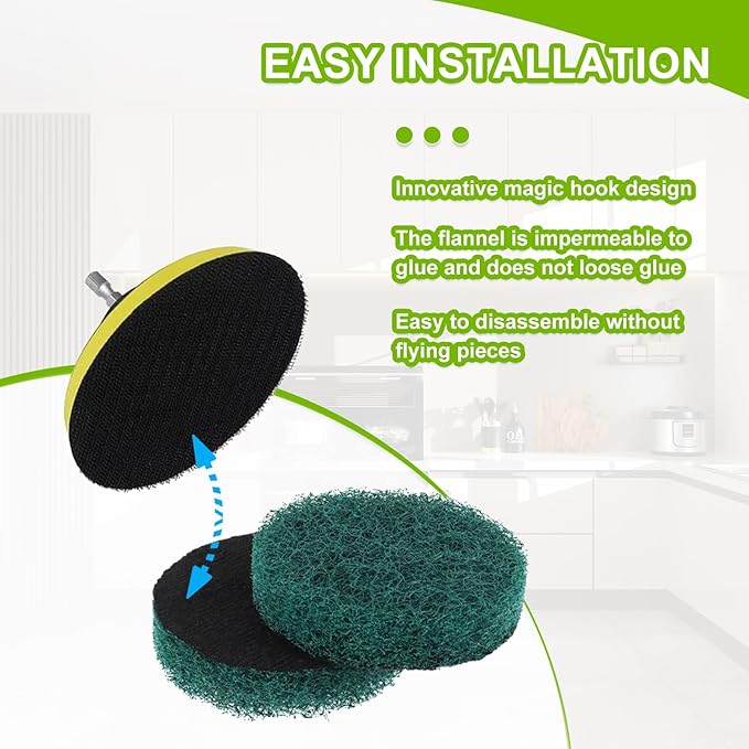 16pcs Kitchen Pads Power Scrubber Pads Set Electric Scrubber Replacement Scouring Pads fit for Dremel Versa Scouring Pads,Green