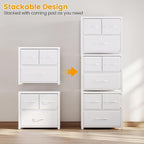 Homeiju Stackable 3-Drawer Fabric Dresser with Waterproof Wood Top – Closet Drawers & Storage Drawers for Bedroom, Modern Metal Frame Design (2 Tier-1 Pack)