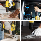 Portable 21V Power Drill Set with 37PCS Drill Bit,Cordless Drill Kit with Battery and Charger,Jar-owl Home Tool Kit with Electric Drill,Power Tool Combo Kit for Men Women Office Repair Maintain-Yellow