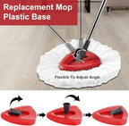 Spin Mop Handle,Head,Base Replacement Compatible with Easywring Microfiber Spin Mop - Replace 30-58in Stick/Pole+5Head Refill+1Base for Easy Wring Spinning Mop Only 1Tank System