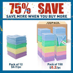 Microfiber Towels Bulk-150 Pack, Cleaning Cloths, Microfiber Towels for Cars, Cleaning Rags 5 Colors Assorted (12x12 inches)