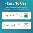 washing machine cleaner,washtank cleaning pods,washing machine cleaning tablets,washer cleaner,splash spotless,deodorizes,removes grime,compatible with he, top & front load,unscented,6 Count