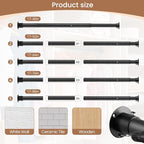 Metal Black Closet Rods for Hanging Clothes, 1.3 Inch Diameter Heavy Duty Closet Rod 17-51 Inch Adjustable Clothes Hanging Bar Shower Curtain Rods for Closet, Wardrobes, Bathroom, Windows
