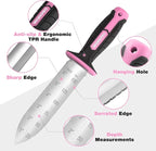 WORKPRO Hori Hori Garden Knife, 7" Stainless Steel Blade with Cutting Edge, Garden Tools with Oxford Sheath, Ergonomic TRP Handle with Hanging Hole for Weeding, Planting, Digging, Pink Ribbon