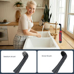 LifeBasis Cordless Electric Cleaning Brush, Mini Power Scrubber for Cleaning Waterproof Grout with 2 Brush Heads for Bathroom Kitchen Tile Crevice Corner - Red (Batteries Included)