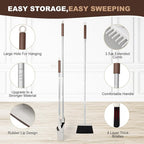 54" Long Handled Broom and Dustpan Set - Perfect Dust Pan and Brush Combo for Efficient Cleaning, Brown and White