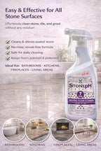 Natural Stone Cleaner - Limestone, Slate & Travertine Cleaner - Natural Stone Shower Cleaner For Marble - Concentrated PH Neutral Floor Cleaner Lavender (25 Fl. Oz)
