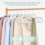 Tonswachic Pack of 30 Coat Hangers, Space-Saving Plastic Clothes Hangers, Non-Slip, 0.2 Inches Slim, 360° Swivel Silver Hook for Shirts, Pants, Suit & Wet/Dry Garments, Blue and White