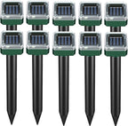 Mole Repellent Solar Powered -10 Packs Snake Repellent Ultrasonic Vole Snake Repeller for Lawns and Yards Waterproof Outdoor Gopher Repeller Effective for Garden