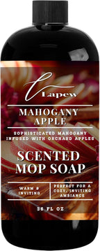 Lapew Mahogany Apple Scented Mop Soap - Luxury Floor Cleaner Concentrate for Mopping Tile, Laminate, Vinyl & Hardwood | Streak-Free, Low-Foam | 36 oz