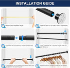 No Drilling Closet Rod, 27.5-94 Inches Hanging Closet Rod for Clothes, Closet Bar & Pole Heavy-duty, Closet Rods for Hanging Clothes For Closet Wardrobes Bathroom Laundry RV Curtains,Black