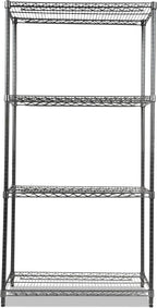 Alera Wire Shelving Starter Kit, Four-Shelf, 36w x 18d x 72h, Black Anthracite