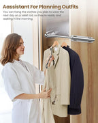 Supforce 16.5" Valet Rod for Closet Pull Out, Retractable Slide Out Valet Rod Closet Organization, Aluminum Valet Clothing Hanger Rods Perfect for Suits, Freshly Pressed Clothes, Polished Chrome