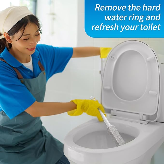 4TH Pumice Stone Toilet Bowl Cleaning – Pumice Sticks with Long Handle, Ideal for Removing Hard Water Rings and Stains, Eco-Friendly and Scratch-Resistant-3Pack