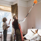 23 ft High Reach Window Squeegee & Cobweb Duster with Extension Pole, 2 in 1 Squeegee for Window Cleaning, Spider Web Brush with Lightweight 4-16.5 ft Telescoping Pole for Outdoor Indoor Car Cleaning