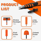 36FT Reach High Ceiling Duster Kit, Window Cleaning kit with 7-30FT Extension Pole, Fan Duster for Ceiling Fan Blades, Microfiber Feather Duster, Rotatable Window Squeegee and Cobweb Duster