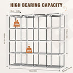 Neatrays Portable Closet, 66 Inch Large Capacity Wardrobe for Closet Organizers and Storage with Non-Woven Fabric Cover, 4 Hanging Rods, 8 Shelves(Grey)