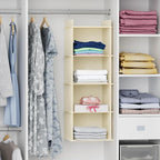 YOUDENOVA Hanging Closet Organizer, 4-Shelf Closet Hanging Shelves, Beige