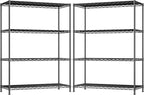 DurayLoly 4- Shelf Metal Shelving Unit Adjustable Storage Shelves Heavy Duty Garage Shelving Steel Wire Shelving for Laundry Bathroom Kitchen Pantry Closet Garage Black, 35.6Wx16Dx54H,2pc