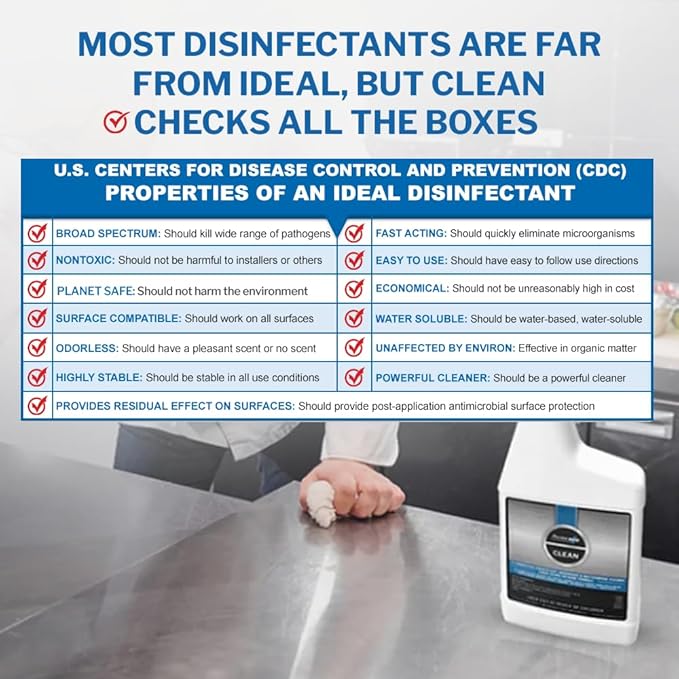 PermaSafe CLEAN, All-Purpose Hospital Disinfectant Cleaner; No Rinse, Hard, Soft & Food Contact Surface Sanitizer; Mold, Mildew and Fungi Killer; Odor Eliminator; Allergen Remover & More (32 Fl Oz)