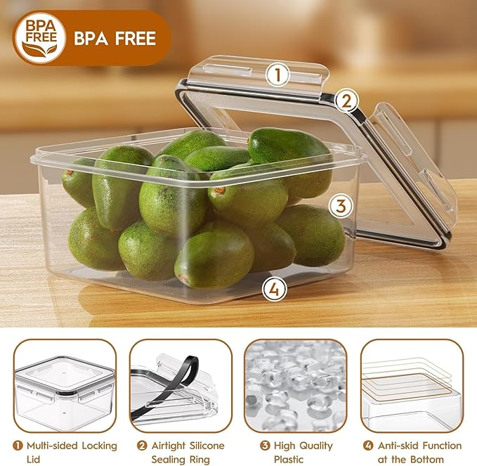 48 PCS Food Storage Containers with Lids Airtight (24 Containers & 24 Lids), Leak proof Meal Prep Container Set for Kitchen Storage, BPA-free, PVC-free Plastic, Microwave/Dishwasher Safe, Labels & Pen
