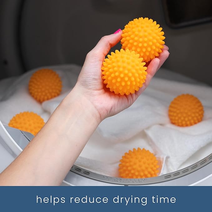 S&T INC. Reusable Plastic Dryer Balls, Fabric Softener for Laundry, Orange, 2.5 in, 6 Pack