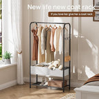 Golpart Freestanding Metal Garment Rack - Heavy Duty Coat & Clothes Hanger for Hanging/Drying, Portable Closet Storage for Laundry Room/Bedroom, Black