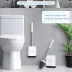 Sellemer Toilet Brush and Holder Set for Bathroom, Flexible Toilet Bowl Brush Head with Silicone Bristles, Compact Size for Storage and Organization, Ventilation Slots Base (1 Pack, White)